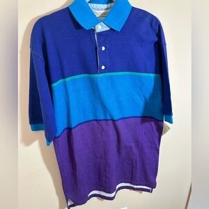 Vintage 90s Dad John Ashford Color Block  Polo short Sleeve Shirt size M NWT